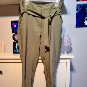 Light Green ankle pants with tie.